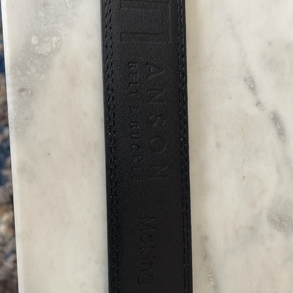 ANSON Black Leather Belt with Gold Buckle - Picture 2 of 4